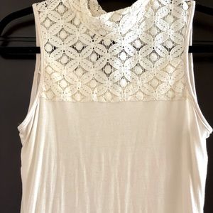 Anthropologie crochet off white sleeveless high neck soft tank by Ella Moss XS